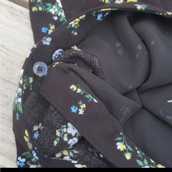 NEW 16 BANANA REPUBLIC RUFFLE WRAP BLACK BLUE GREEN flower Floral Mini Skirt NWT - Picture 10 of 12